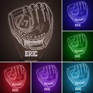 3D PERSONALIZED BASEBALL GLOVE LED NIGHT LIGHT